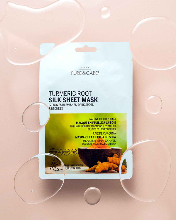 Turmeric Root Silk Sheet Mask reduces blemishes and dark spots I PUCA - PURE & CARE