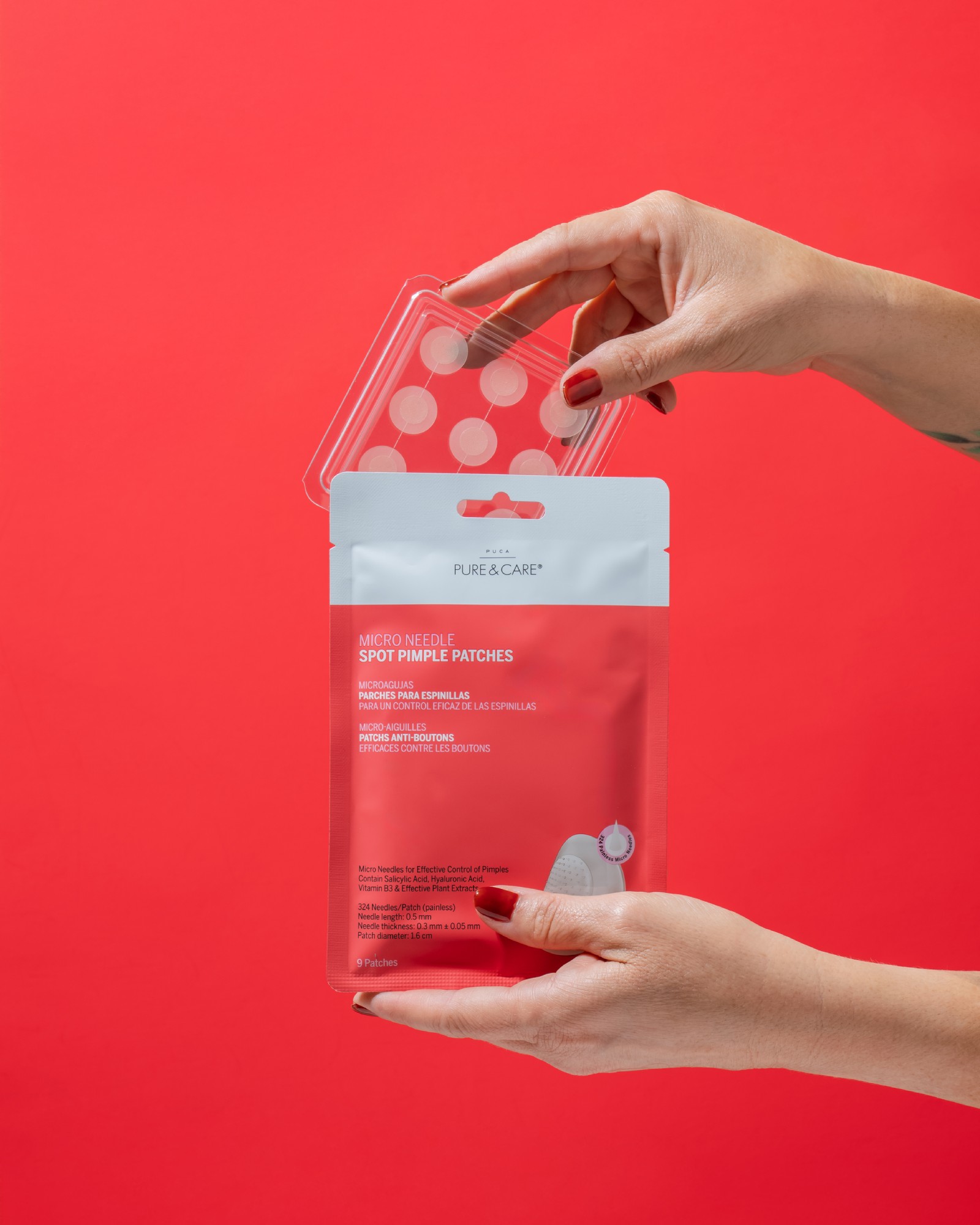 Patchs anti-boutons avec micro-aiguille 